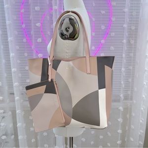 Genuine Leather - Reversible Tote Bag & Wallet